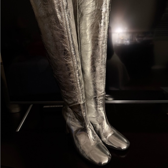 Tall Silver Metallic Boots by Bibi Lou - Picture 4 of 4